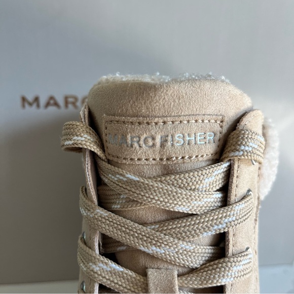 Marc Fisher Dapyr Women’s 8.5 Natural Tan Faux Suede Shearling Hi Top Sneaker - Picture 8 of 13